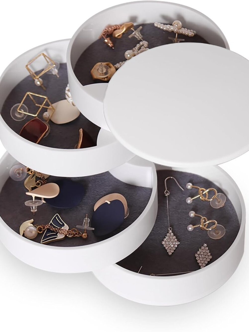 Jewelry Box Organizer,4-Layer 3.8" Rotating Storage Tray Small Case